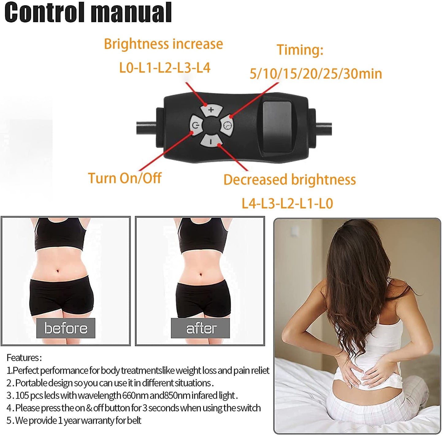 Infrared LED Light Therapy Belt 850nm 660nm